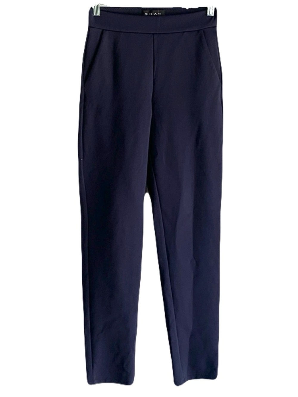 SHAN Women’s Size 2 Navy Straight-Leg Trouser Pull On Classic Minimalist